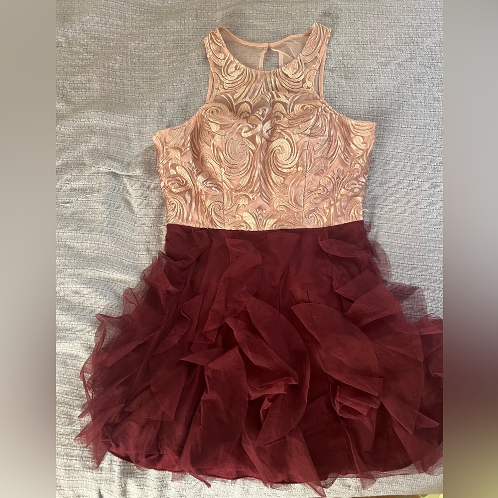 Teeze Me Pink and Burgundy Prom Dress